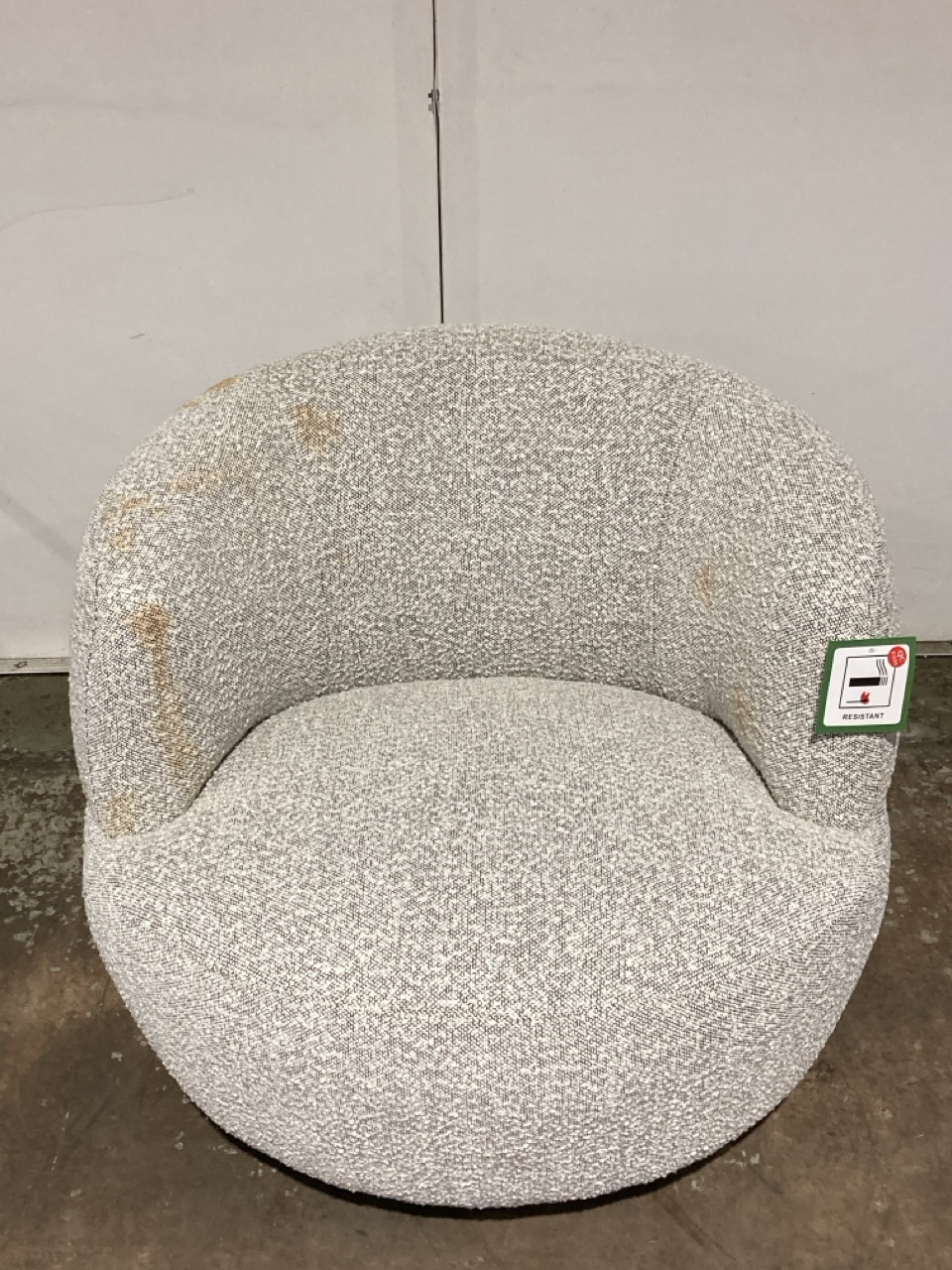 Lot 22  
            Birmingham - Collection or Delivery 

                
DAVID PHILLIPS R/KYLIE SWIVEL CHAIR IN GREY/BOUCLE IN-39089D ORIGINAL RRP £329