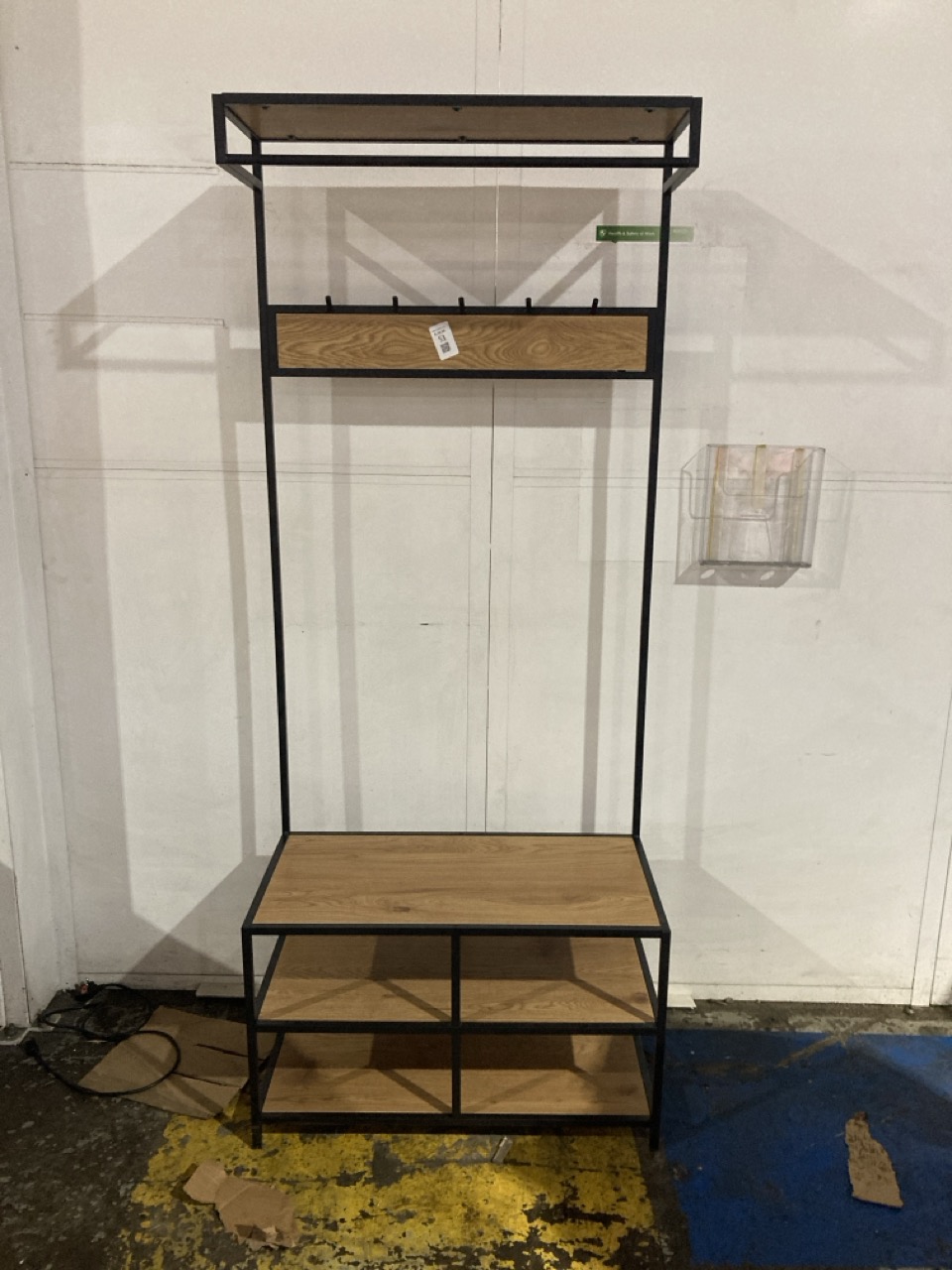Lot 53  
            Birmingham - Collection or Delivery 

                
DAVID PHILLIPS HASTINGS SHELVING UNIT IN OAK/BLACK IR-32183D ORIGINAL RRP £219