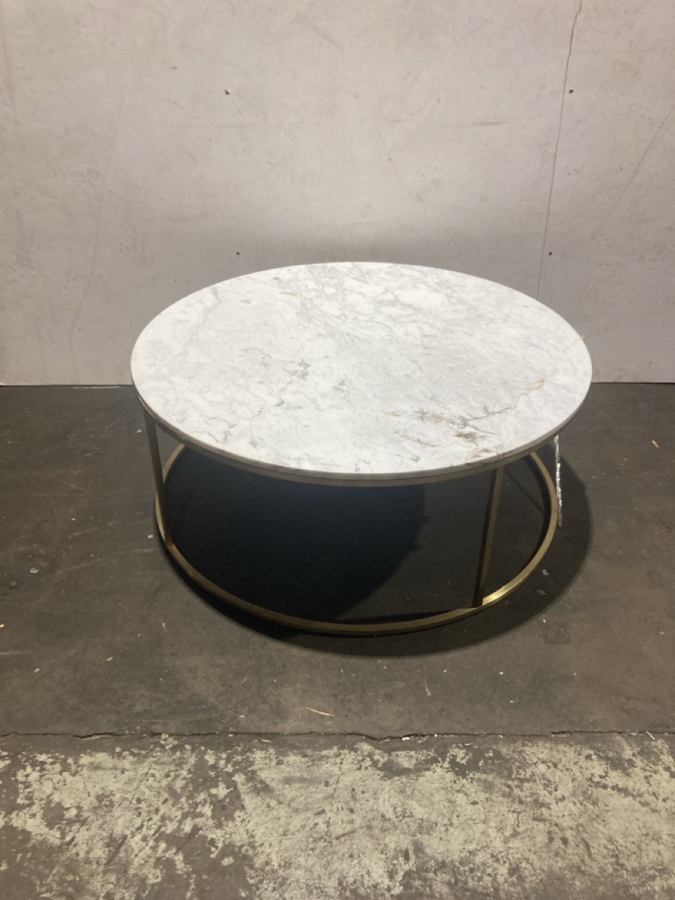 Lot 66  
            Birmingham - Collection or Delivery 

                
DAVID PHILLIPS R/KENDAL CIRCLE COFFEE TABLE IN WHITE/BRASS IR-21420D ORIGINAL RRP...