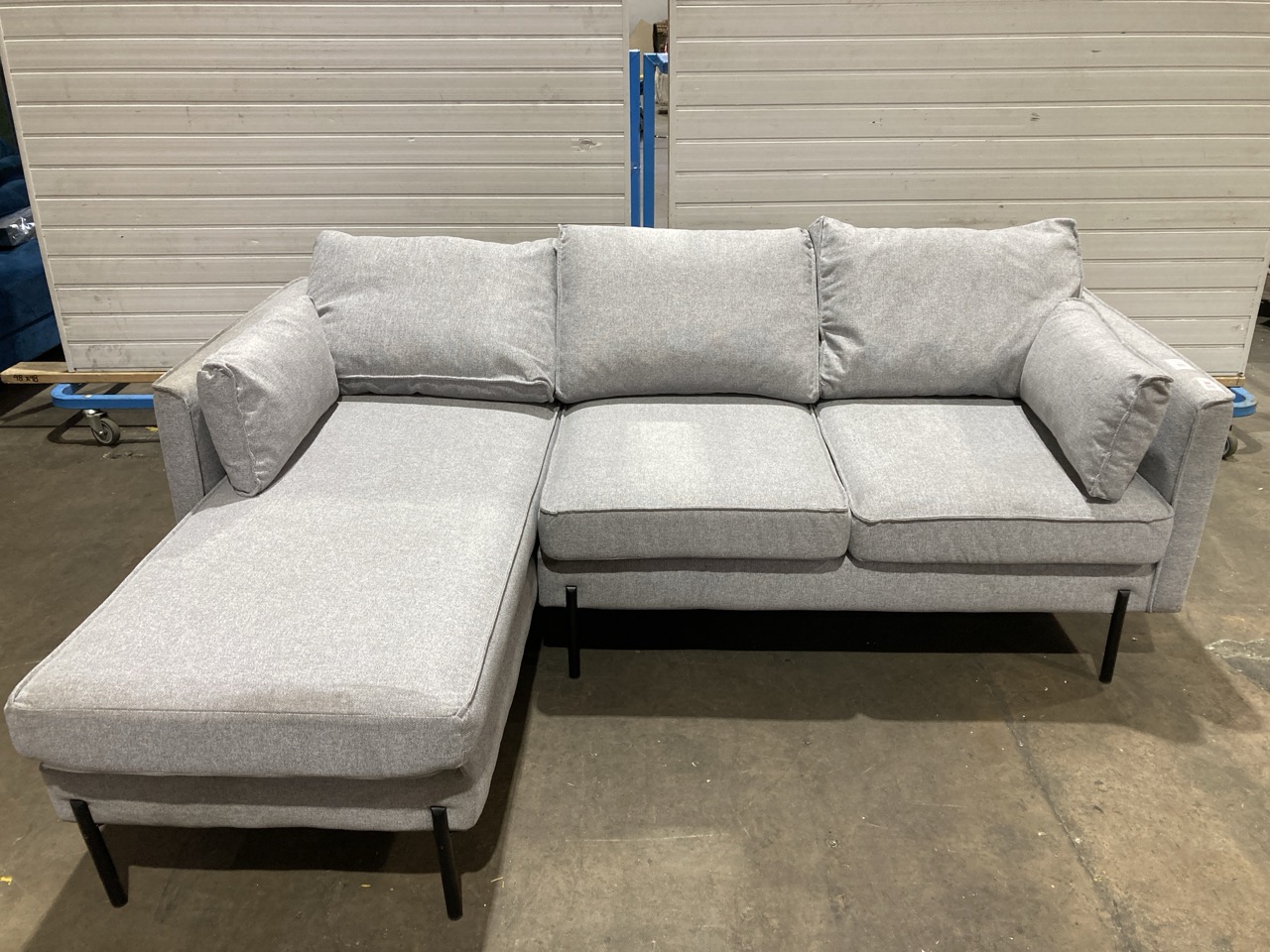 Lot 10  
            Birmingham - Collection or Delivery 

                
DAVID PHILLIPS SHERRIE LH CORNER CHAISE IN AUSTEN 18 GREY/BLACK WOOD