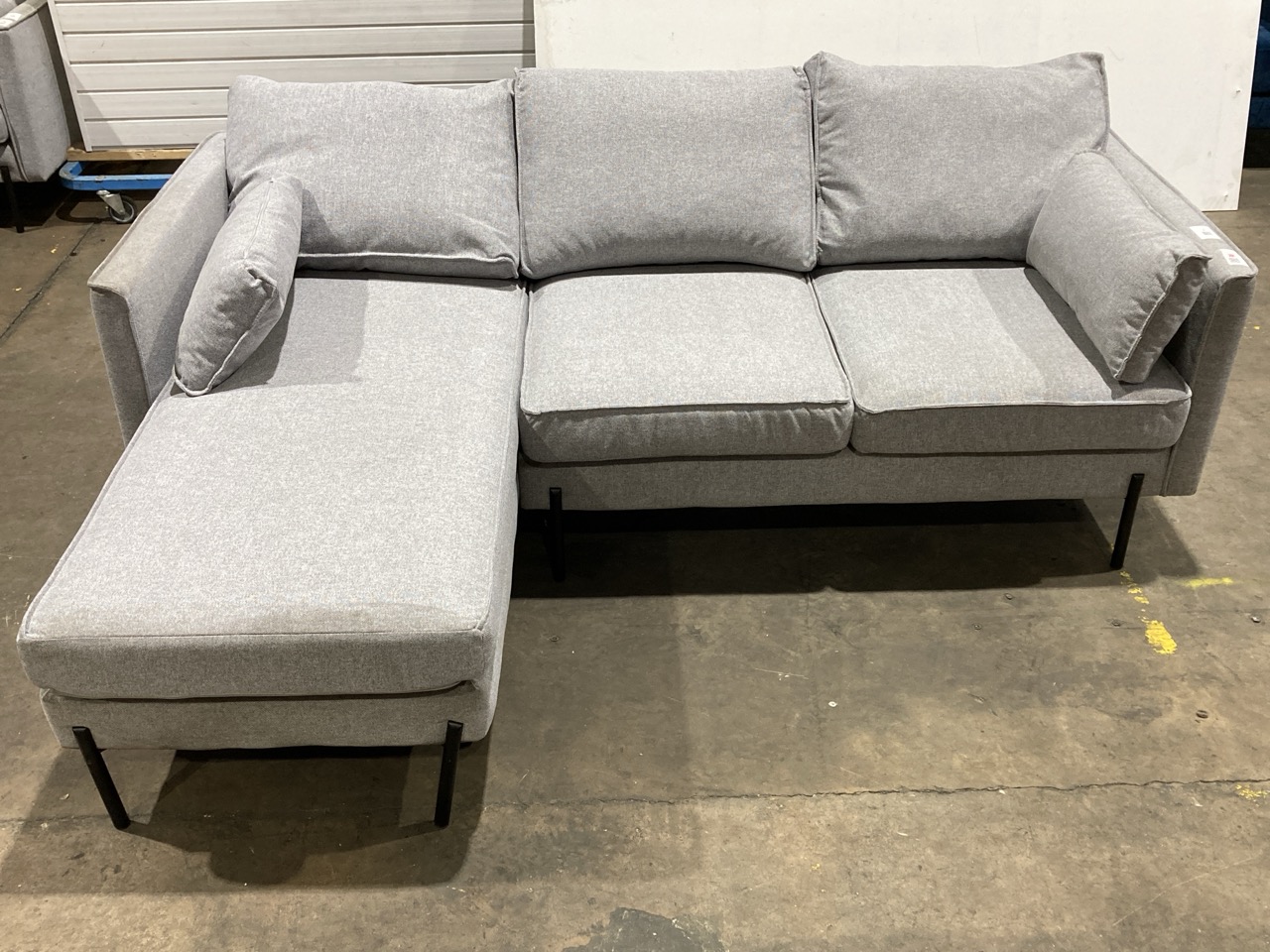 Lot 11  
            Birmingham - Collection or Delivery 

                
DAVID PHILLIPS SHERRIE LH CORNER CHAISE IN AUSTEN 18 GREY/BLACK WOOD