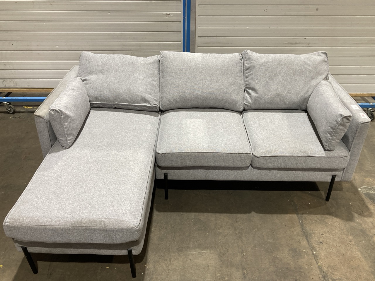 Lot 12  
            Birmingham - Collection or Delivery 

                
DAVID PHILLIPS SHERRIE LH CORNER CHAISE IN AUSTEN 18 GREY/BLACK WOOD