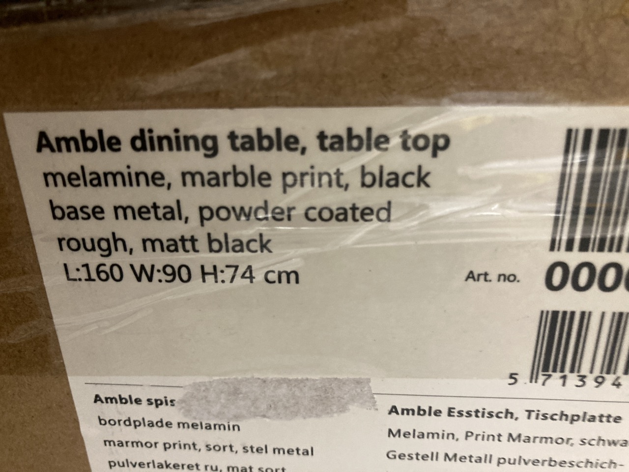 Lot 144  
            Birmingham - Collection or Delivery 

                
DAVID PHILLIPS AMBLE DINING TABLE MARBLE/BLACK ORIGINAL RRP £261