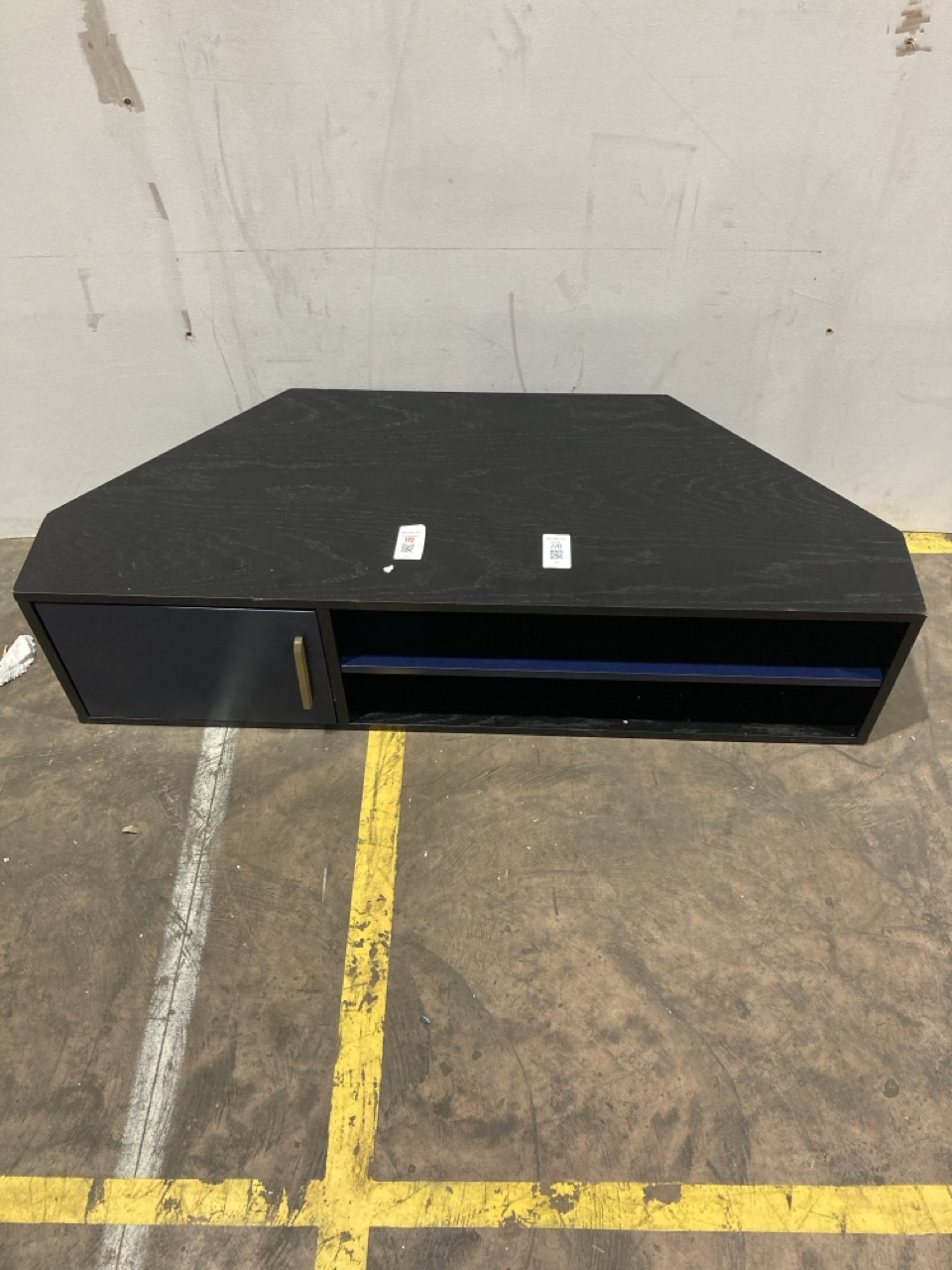 Lot 220  
            Birmingham - Collection or Delivery 

                
DAVID PHILLIPS COCO CORNER TV UNIT IN BLACK/BLUE ORIGINAL RRP £199