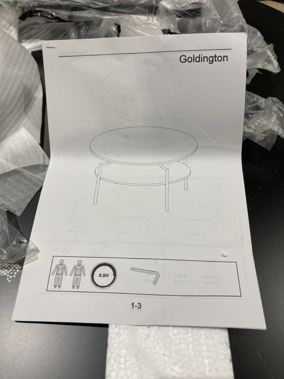 Lot 265  
            Birmingham - Collection or Delivery 

                
DAVID PHILLIPS GOLDINGTON COFFEE TABLE IN MARBLE/BLACK