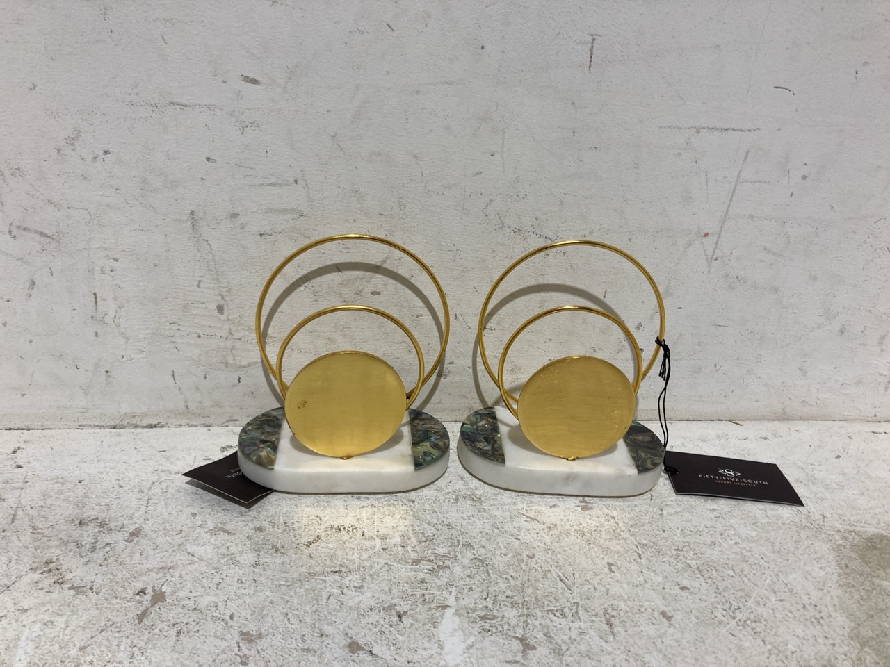 Lot 350  
            Birmingham - Collection Only 

                
DAVID PHILLIPS 2X MARELLA LETTER RACK IN MARBLE/GOLD EFFECT