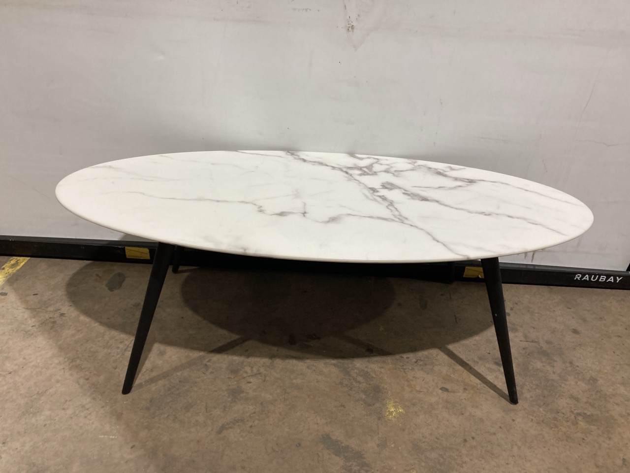 Lot 387  
            Birmingham - Collection or Delivery 

                
DAVID PHILLIPS AERIUS OVAL COFFEE TABLE IN WHITE MARBLE/BLACK IR-27213D ORIGINAL ...