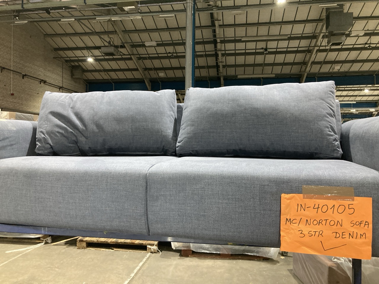 Lot 423  
            Birmingham - Collection or Delivery 

                
DAVID PHILLIPS NORTON 3 SEATER SOFA IN DENIM IN-40105D ORIGINAL RRP £1,299