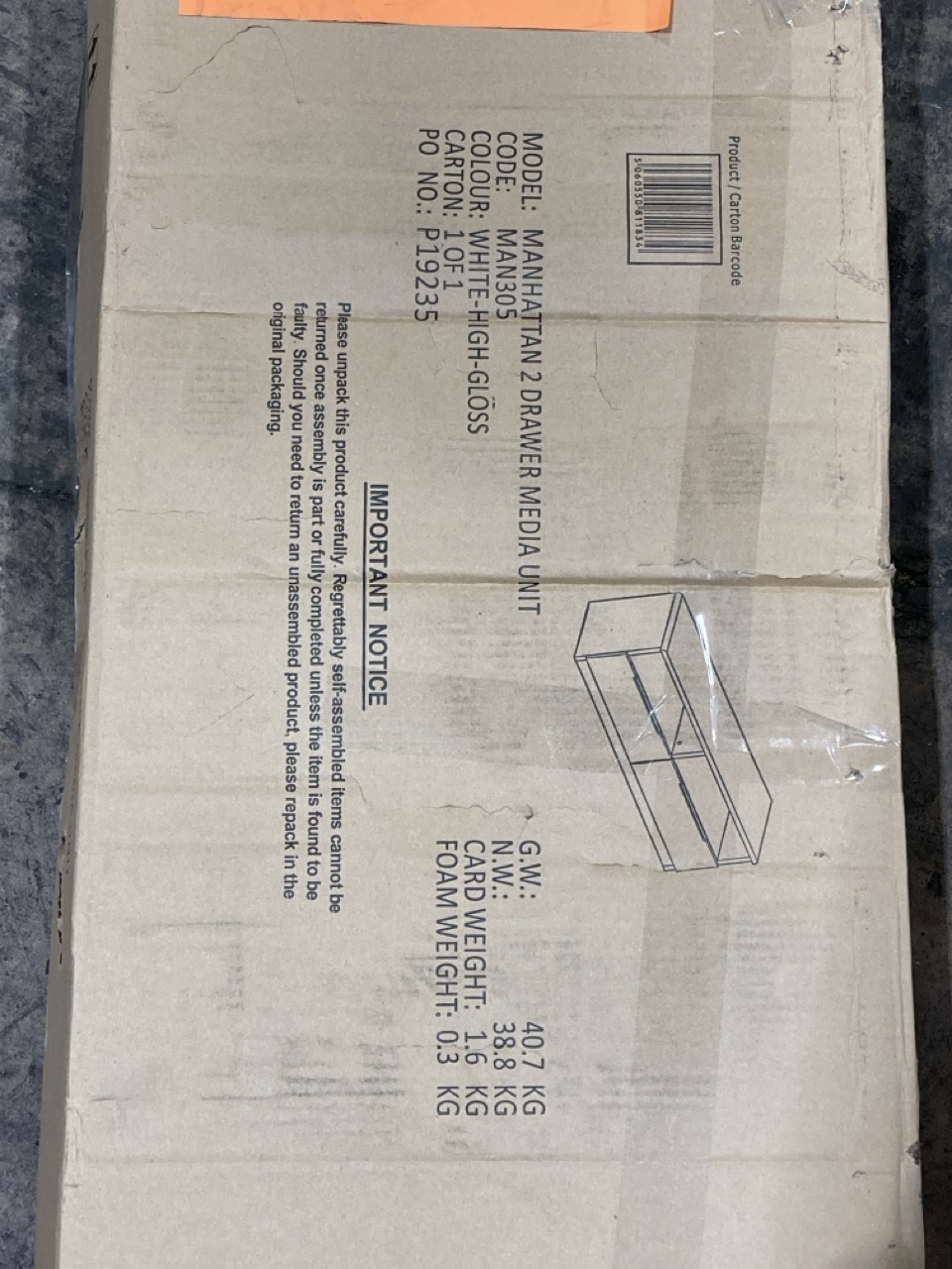 Lot 42  
            Birmingham - Collection or Delivery 

                
DAVID PHILLIPS MANHATTAN 2DRW MEDIA UNIT IN WHITE IR-26687D ORIGINAL RRP £249