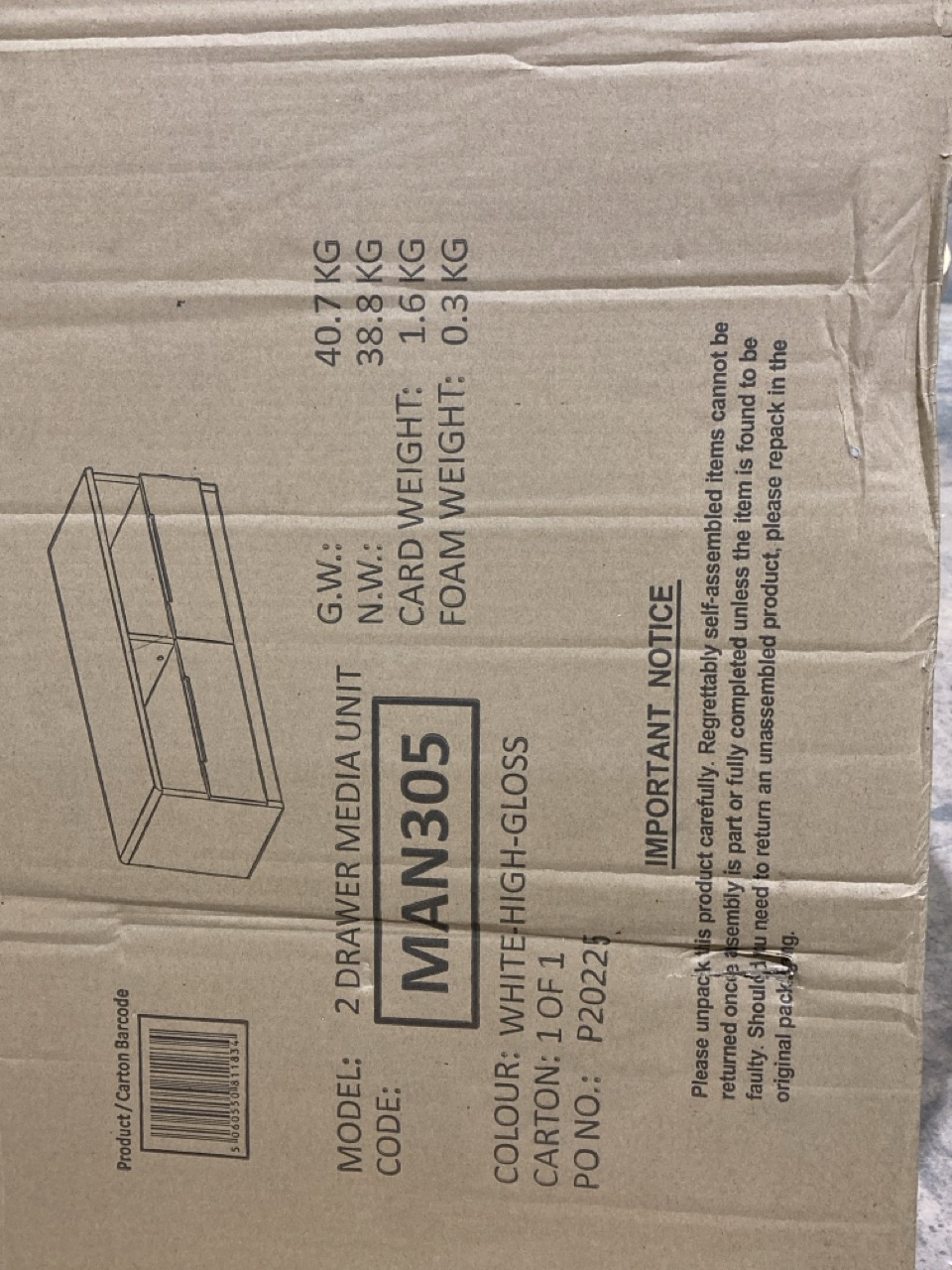 Lot 43  
            Birmingham - Collection or Delivery 

                
DAVID PHILLIPS MANHATTAN 2DRW MEDIA UNIT IN WHITE IR-26687D ORIGINAL RRP £249