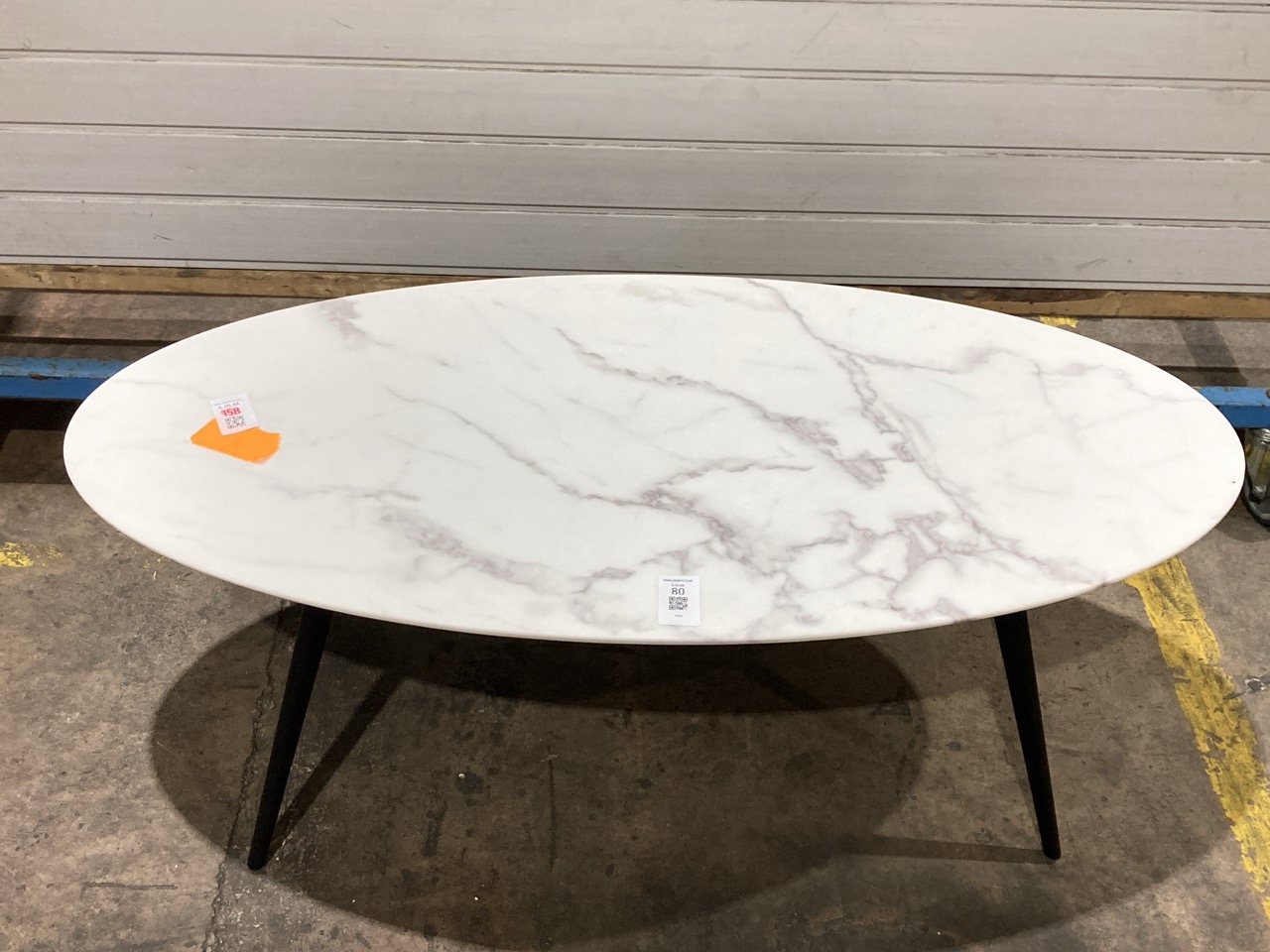 Lot 80  
            Birmingham - Collection or Delivery 

                
DAVID PHILLIPS AERIUS OVAL COFFEE TABLE IN WHITE MARBLE/BLACK IR-27213D ORIGINAL ...