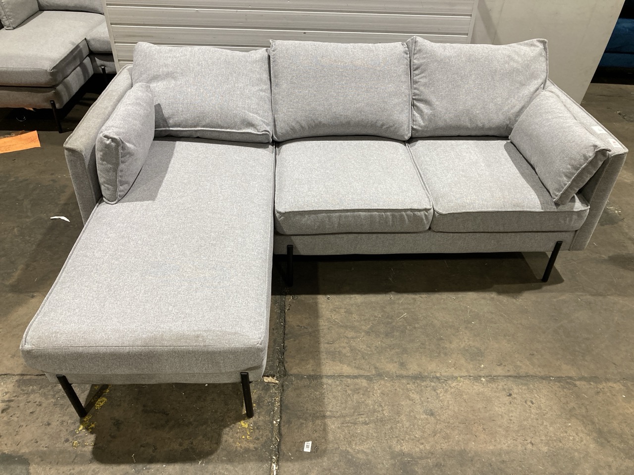 Lot 8  
            Birmingham - Collection or Delivery 

                
DAVID PHILLIPS SHERRIE LH CORNER CHAISE IN AUSTEN 18 GREY/BLACK WOOD