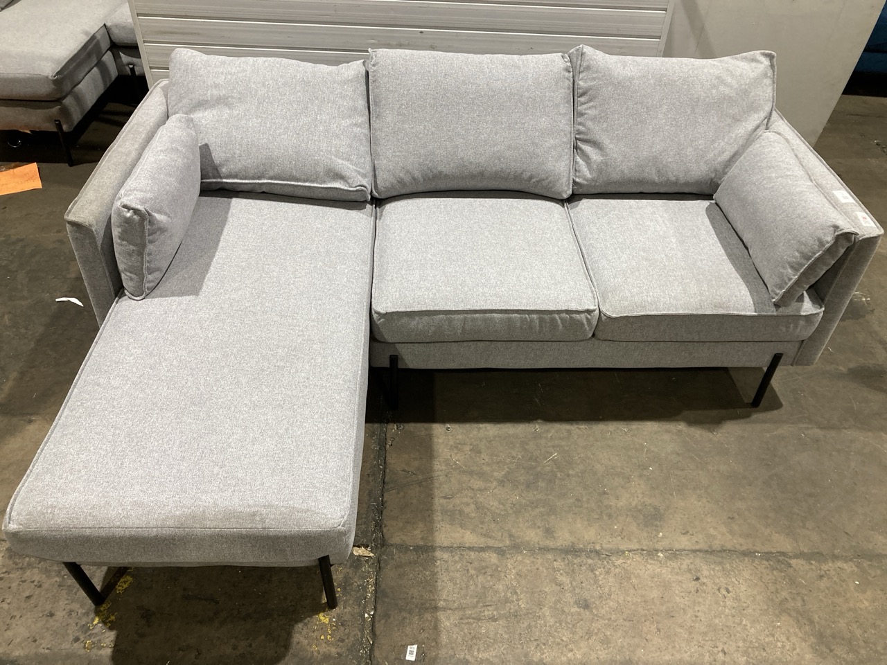 Lot 9  
            Birmingham - Collection or Delivery 

                
DAVID PHILLIPS SHERRIE LH CORNER CHAISE IN AUSTEN 18 GREY/BLACK WOOD