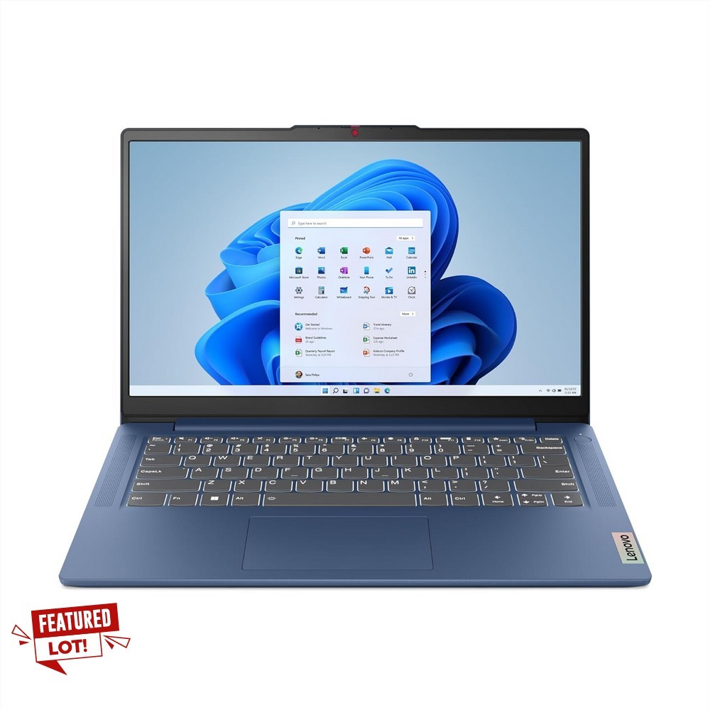 Lot 138  
            Chesterfield Tech - Parcel Delivery Only 

                
LENOVO IDEA PAD SLIM 3 128 GB LAPTOP (ORIGINAL RRP - £319.99) IN BLUE. (WITH CHAR...