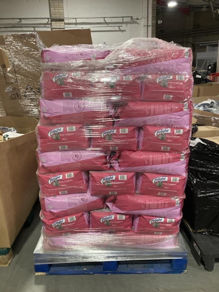 Lot 1073  
            Chesterfield SR40 - Collection or Optional Delivery Available 

                
PALLET OF FELIGHT ULTIMATE PERFORMANCE NON CLUMPING CAT LITTER (LOCATION: SR42)
