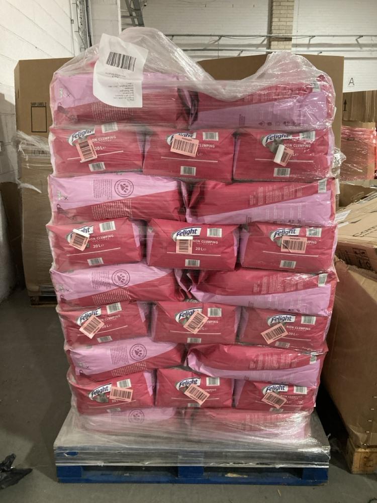 Lot 1078  
            Chesterfield SR40 - Collection or Optional Delivery Available 

                
PALLET OF FELIGHT ULTIMATE PERFORMANCE NON CLUMPING CAT LITTER (LOCATION: SR42)