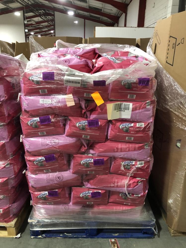 Lot 1100  
            Chesterfield SR40 - Collection or Optional Delivery Available 

                
PALLET OF FELIGHT ULTIMATE PERFORMANCE NON CLUMPING CAT LITTER (LOCATION: SR42)