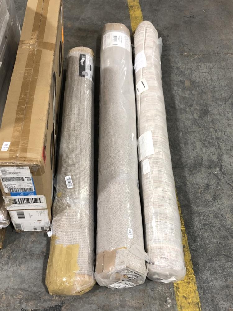 Lot 1144  
            Chesterfield SR40 - Collection or Optional Delivery Available 

                
3 X ASSORTED RUGS TO INCLUDE CLOUDY SHAG RUG IN BEIGE SIZE 160 X 213CM (LOCATION:...