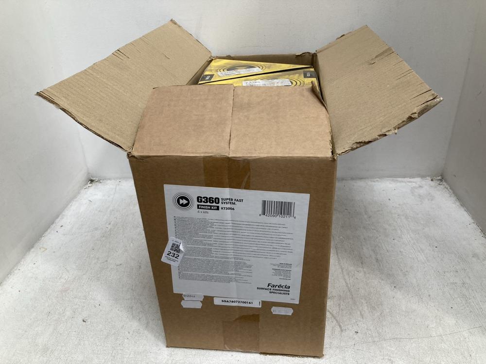 Lot 232  
            Chesterfield SR40 - Collection 

                
4 X G360 SUPER FAST SYSTEM COMPOUND KIT 1L TOTAL ORIGINAL RRP- £ 128 (COLLECTION ...