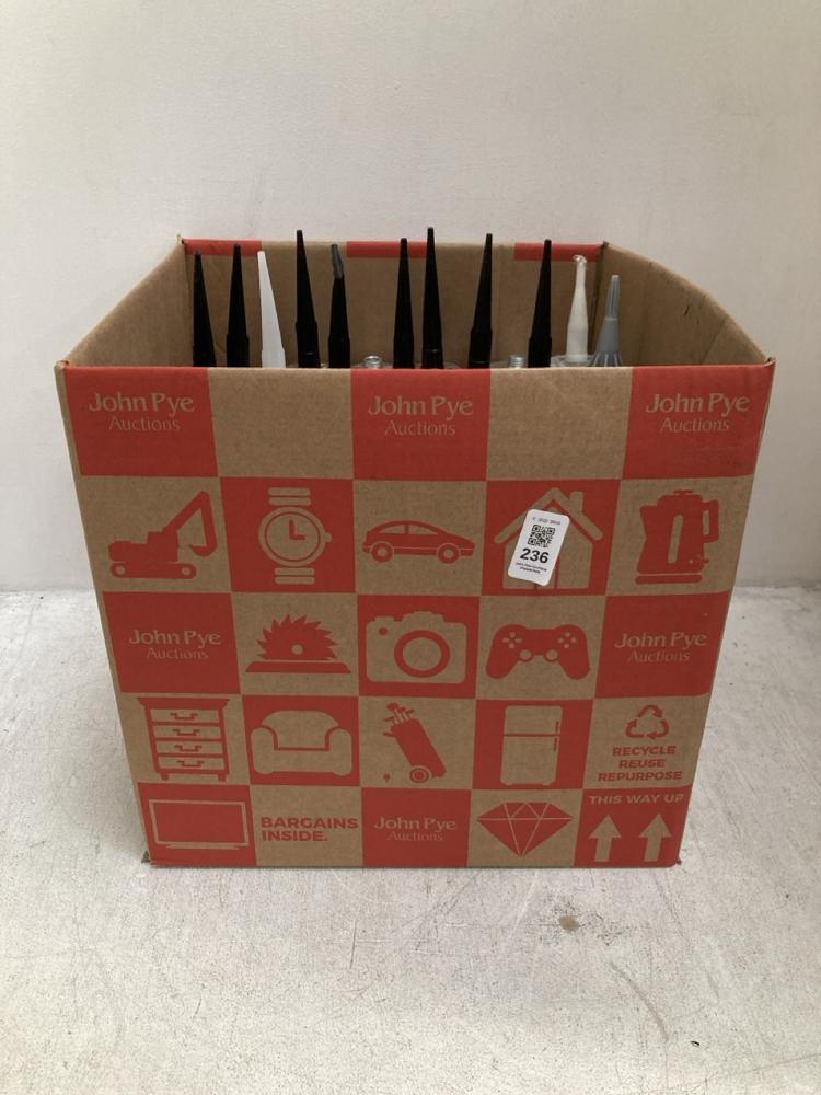 Lot 236  
            Chesterfield SR40 - Collection 

                
BOX OF ASSORTED ITEMS TO INCLUDE INDASA POLYURETHANE SEALANT 310ML (COLLECTION ON...