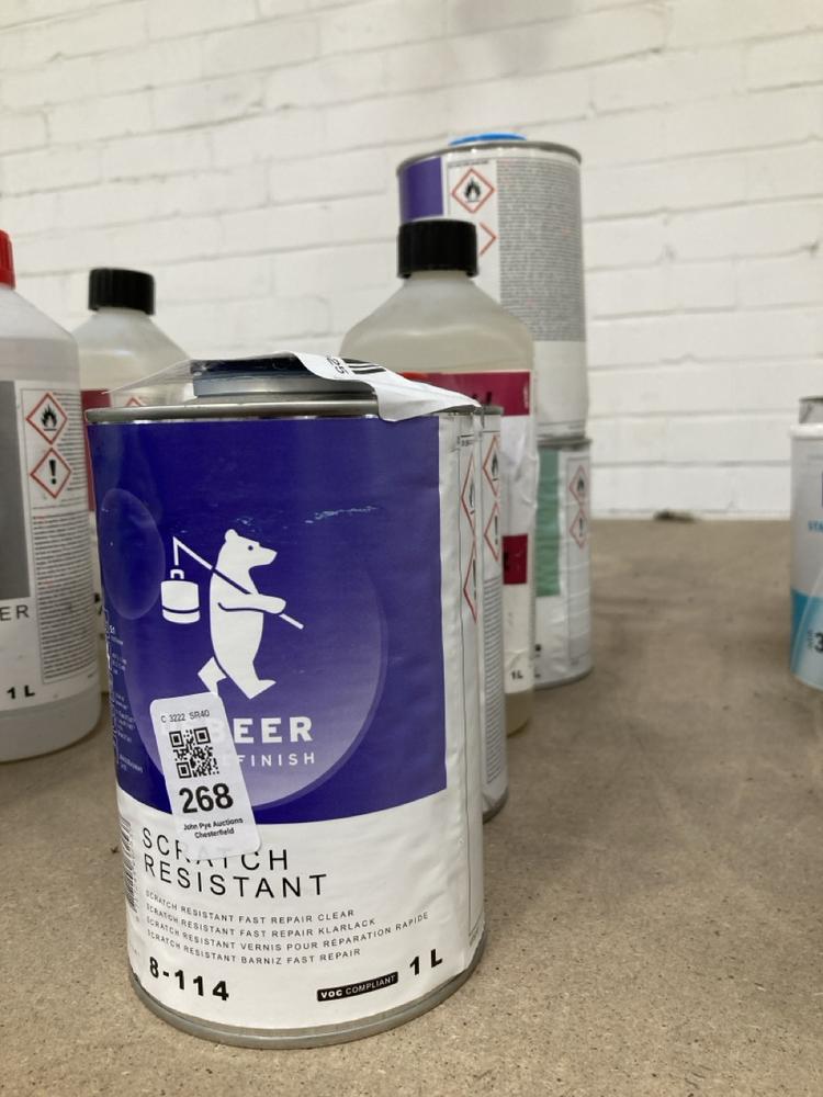 Lot 268  
            Chesterfield SR40 - Collection 

                
5 X ASSORTED LIQUIDS TO INCLUDE DEBEER SCRATCH RESISTANT (COLLECTION ONLY) (LOCAT...