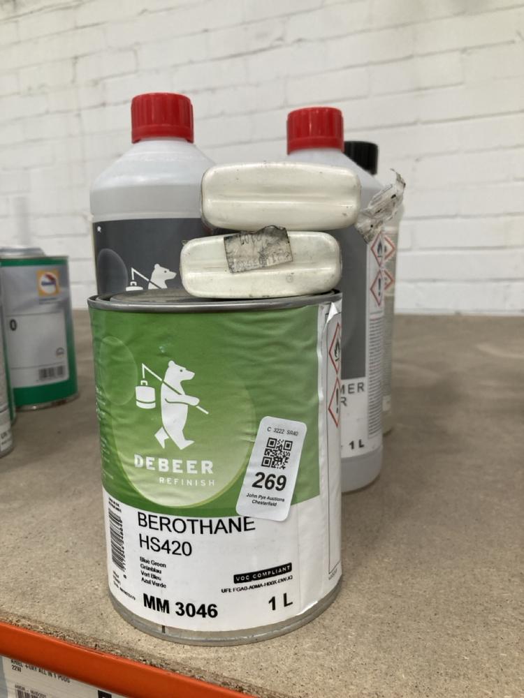 Lot 269  
            Chesterfield SR40 - Collection 

                
APPROX 8 X ASSORTED LIQUIDS TO INCLUDE DEBEER WASHPRIMER HARDENER 1L (COLLECTION ...