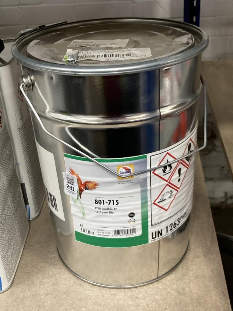 Lot 281  
            Chesterfield SR40 - Collection 

                
GLENROCK CV EP PRIMER FILLER 10L (COLLECTION ONLY) (LOCATION: A RACKING)