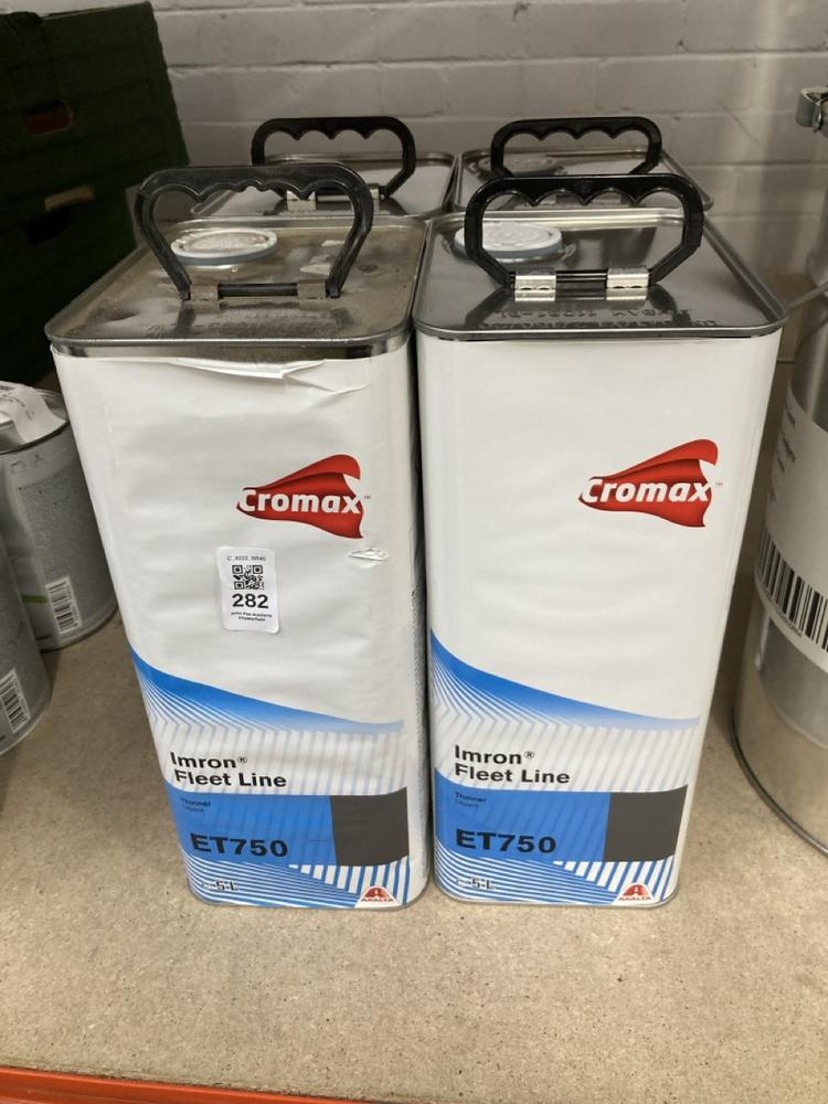 Lot 282  
            Chesterfield SR40 - Collection 

                
4 X CROMAX IMRON FLEET LINE THINNER ET750 (COLLECTION ONLY) (LOCATION: A RACKING)