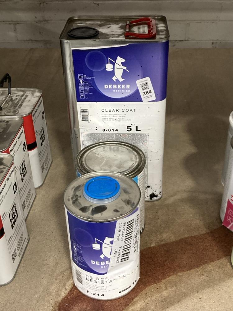 Lot 284  
            Chesterfield SR40 - Collection 

                
3 X ASSORTED LIQUIDS TO INCLUDE DEBEER HS SCRATCH RESISTANT CLEAR (COLLECTION ONL...