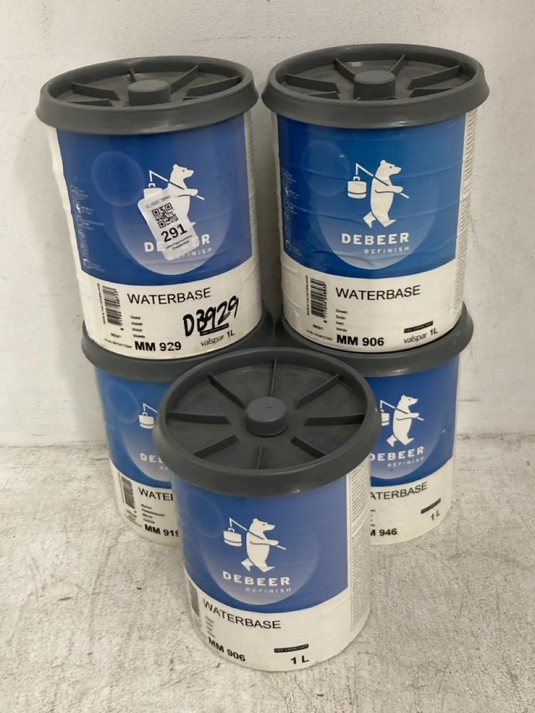 Lot 291  
            Chesterfield SR40 - Collection 

                
5 X ASSORTED LIQUIDS TO INCLUDE DEBEER WATERBASE 1L (COLLECTION ONLY) (LOCATION: ...