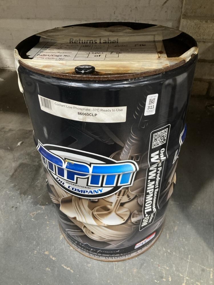 Lot 311  
            Chesterfield SR40 - Collection 

                
MPM OIL COOLANT LOW PHOSPHATE -37C READY TO USE MODEL: 86060CLP 60L APPROX ORIGIN...