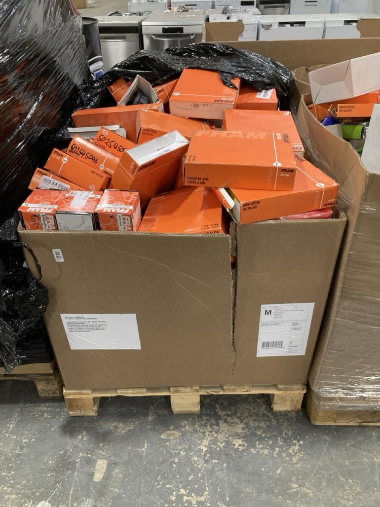Lot 322  
            Chesterfield SR40 - Collection or Optional Delivery Available 

                
PALLET OF ASSORTED ITEMS TO INCLUDE FRAM CA5108 AIR FILTER (LOCATION: A7)