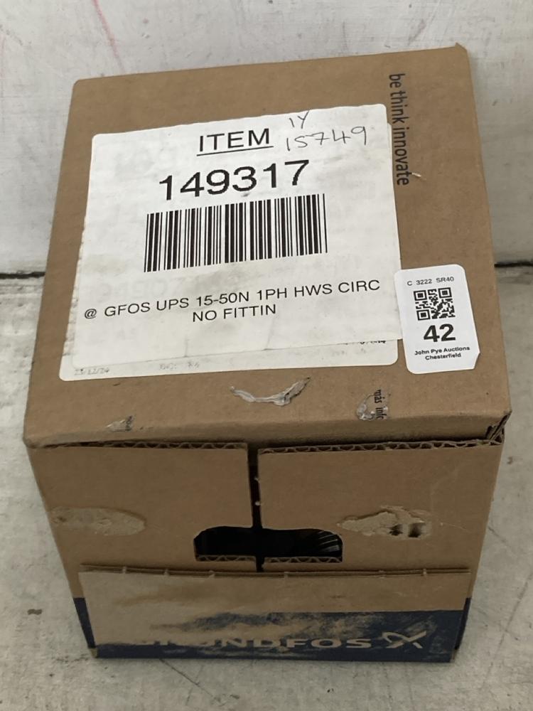 Lot 42  
            Chesterfield SR40 - Collection or Optional Delivery Available 

                
GRUNDFOS UPS 15-50N 1PH HOT WATER CIRCULATOR NO FITTING ORIGINAL RRP- £323 (LOCAT...