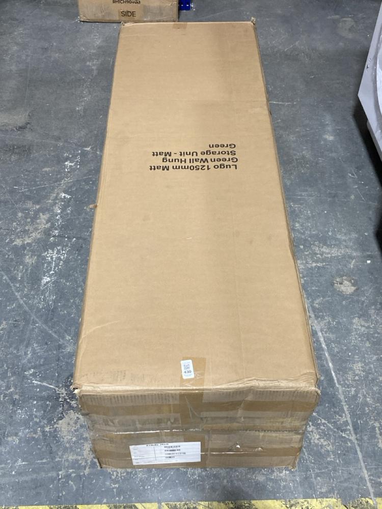 Lot 430  
            Chesterfield SR40 - Collection or Optional Delivery Available 

                
LUGO GREEN WALL MOUNTED TALL BATHROOM CABINET 1250 X 350MM (LOCATION: B RACKING)