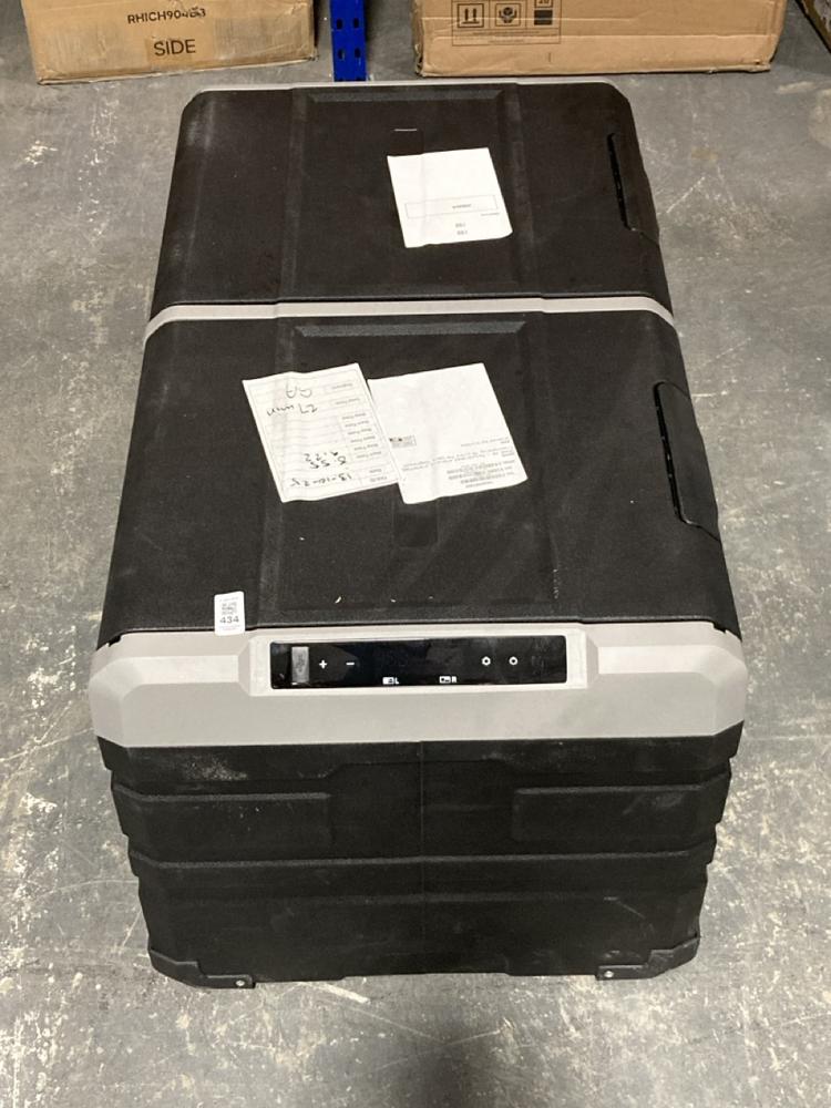 Lot 434  
            Chesterfield SR40 - Collection or Optional Delivery Available 

                
ELECTRIQ FREESTANDING 75L PORTABLE COMPRESSOR FRIDGE FREEZER IN BLACK ORIGINAL RR...