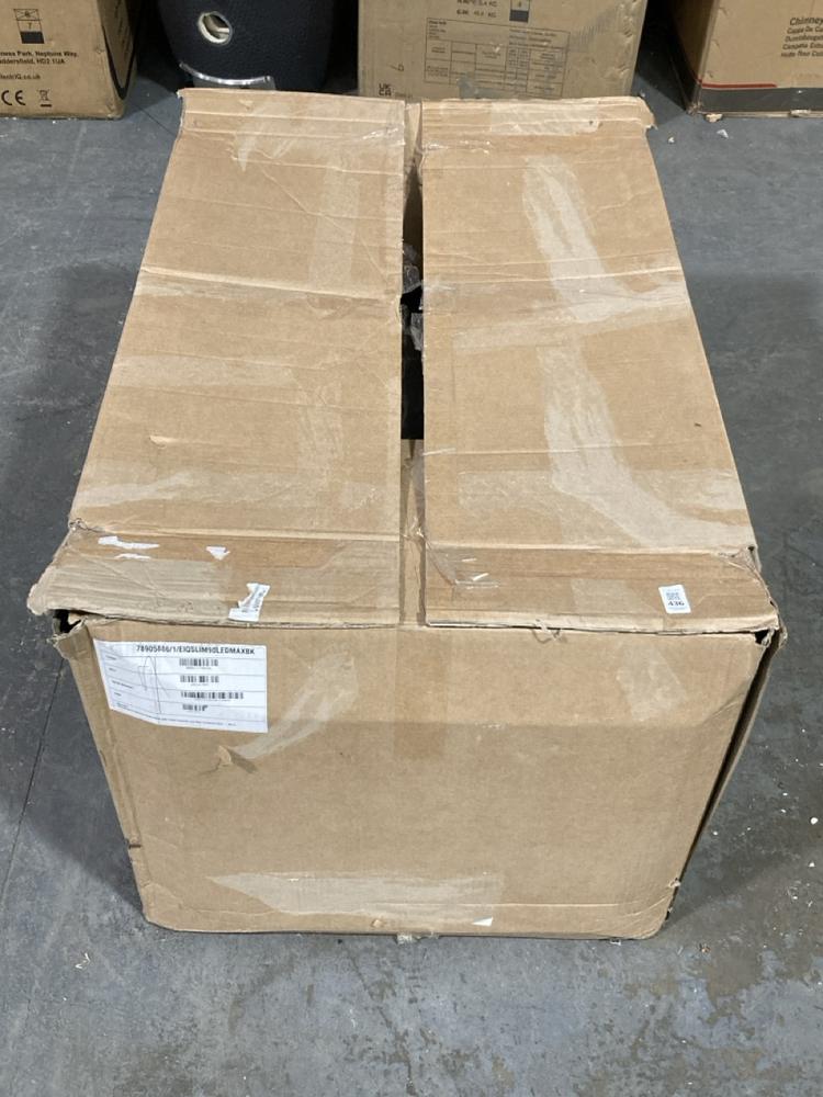 Lot 436  
            Chesterfield SR40 - Collection or Optional Delivery Available 

                
ELECTRIQ 90CM SLIMLINE COOKER HOOD WITH TOUCH CONTROLS IN BLACK (SMASHED) (LOCATI...