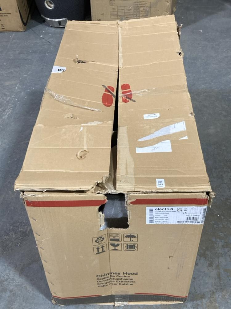 Lot 443  
            Chesterfield SR40 - Collection or Optional Delivery Available 

                
ELECTRIQ CHIMNEY HOOD MODEL: EIQ RANGEHOOD 90K (LOCATION: B RACKING)