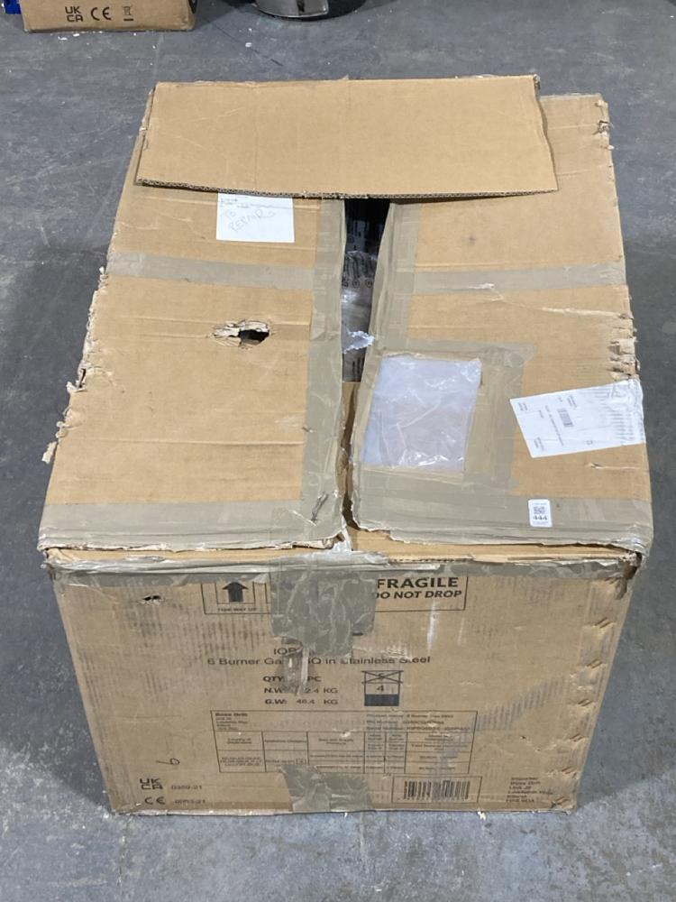 Lot 444  
            Chesterfield SR40 - Collection or Optional Delivery Available 

                
BOSS 6 BURNER GAS BBQ IN STAINLESS STEEL MODEL: IQBBQ 6BSS (LOCATION: B RACKING)