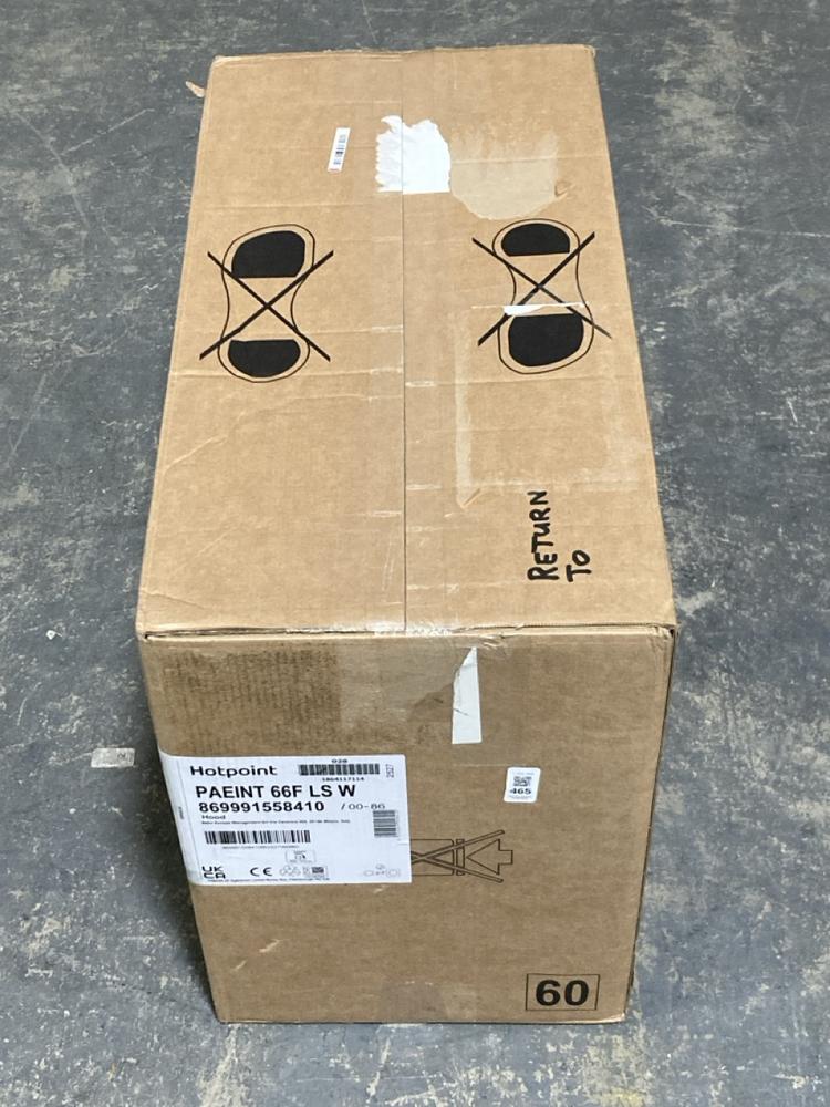 Lot 465  
            Chesterfield SR40 - Collection or Optional Delivery Available 

                
HOTPOINT 60CM COOKER HOOD IN GREY MODEL: PAEINT66FLSW ORIGINAL RRP- £159 (LOCATIO...