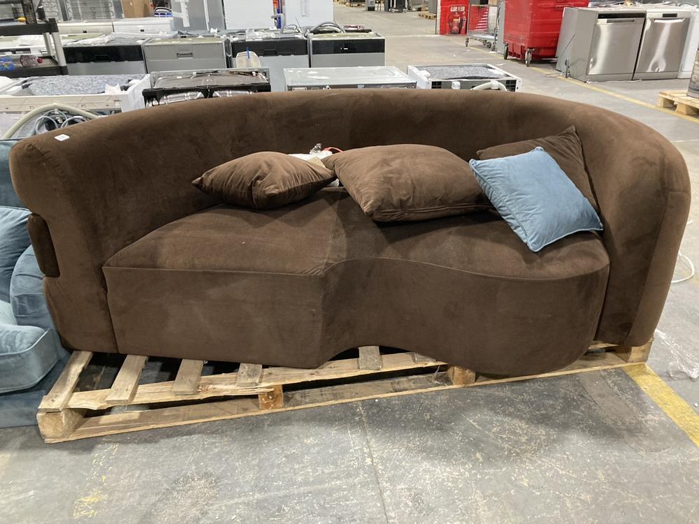 Lot 503  
            Chesterfield SR40 - Collection or Optional Delivery Available 

                
BROWN SUEDE CURVED SECTIONAL SOFA (LOCATION: B7)