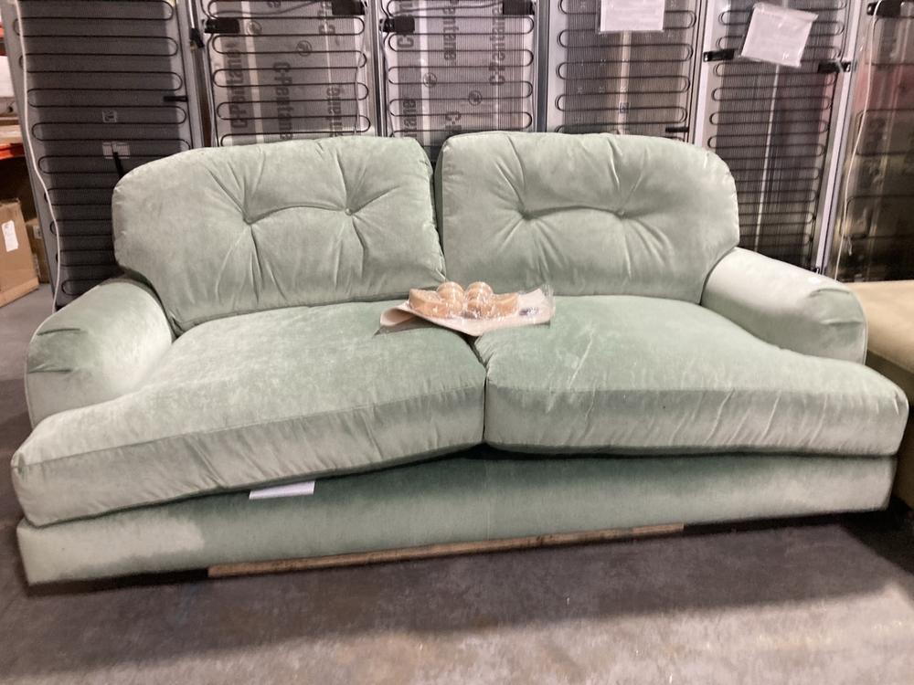 Lot 507  
            Chesterfield SR40 - Collection or Optional Delivery Available 

                
LIGHT GREEN FABRIC 3 SEATER SOFA (LOCATION: B7)