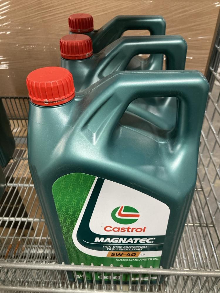 Lot 592  
            Chesterfield SR40 - Collection 

                
3 X CASTROL MAGNATEC 5W-40 GASOLINE/PETROL 5L TOTAL ORIGINAL RRP- £150 (COLLECTIO...