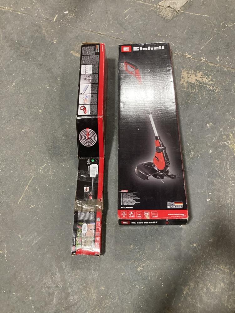 Lot 614  
            Chesterfield SR40 - Collection or Optional Delivery Available 

                
EINHELL ELECTRIC GRASS TRIMMER TO INCLUDE EINHELL CORDLESS HEDGE TRIMMER (LOCATIO...