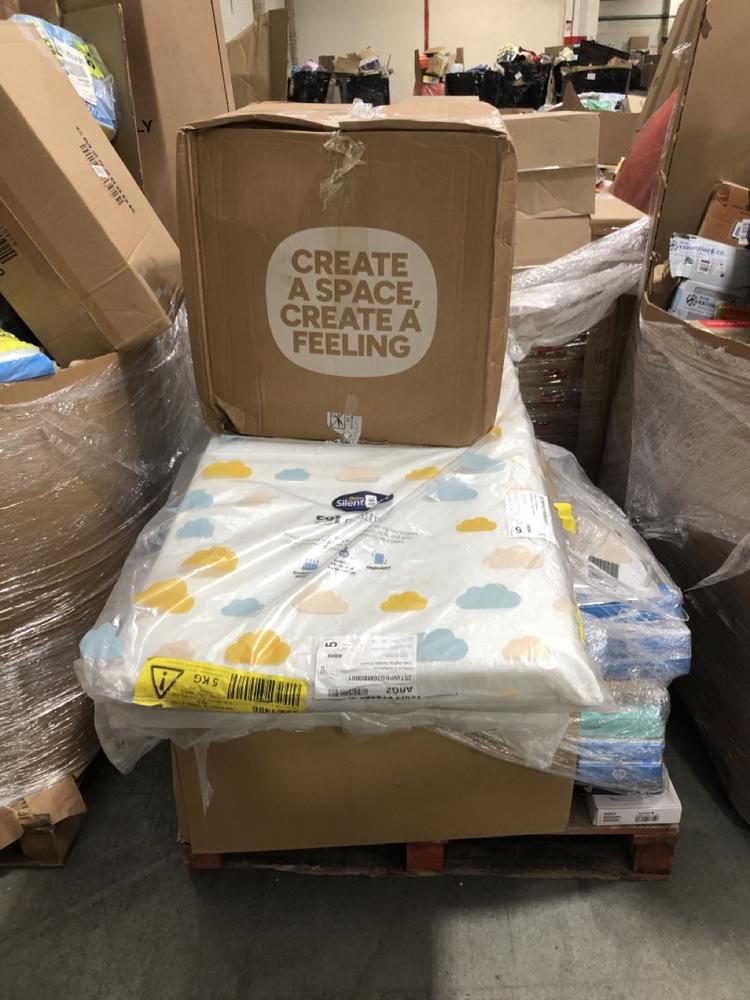 Lot 698  
            Chesterfield SR40 - Collection or Optional Delivery Available 

                
PALLET OF ASSORTED ITEMS TO INCLUDE SILENT NIGHT COT MATTRESS (LOCATION: SR41)