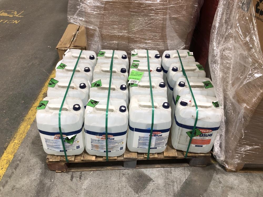 Lot 780  
            Chesterfield SR40 - Collection 

                
PALLET OF ASSORTED ITEMS TO INCLUDE 16 X CARLUBE ADBLUE 20L (LOCATION: SR41)