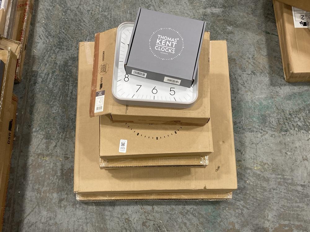 Lot 115  
            Chesterfield SR36 - Collection or Optional Delivery Available 

                
QTY OF ASSORTED CLOCKS TO INCLUDE 12 INCH ARABIC CLOCK IN OATMEAL (LOCATION: SR36...