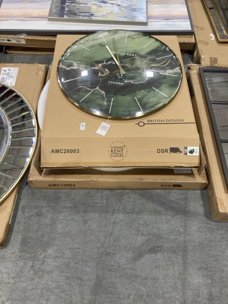 Lot 131  
            Chesterfield SR36 - Collection or Optional Delivery Available 

                
26 INCH CLOCK IN EMERALD OYSTER TO INCLUDE 32 INCH SUMMER HOUSE CLOCK (LOCATION: ...