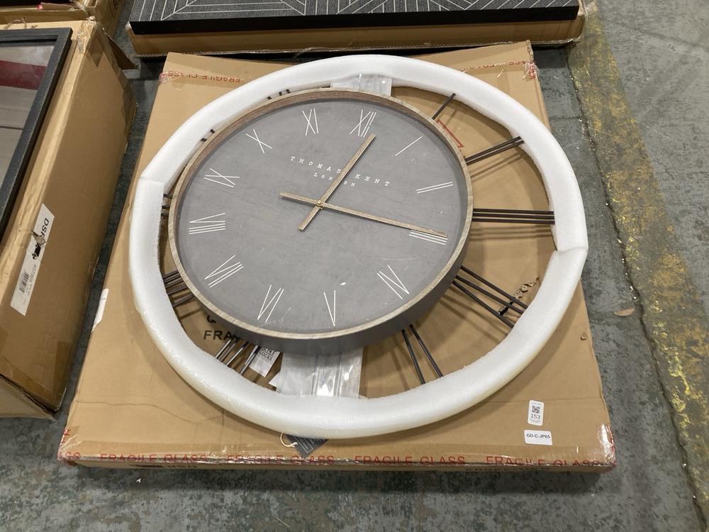 Lot 153  
            Chesterfield SR36 - Collection or Optional Delivery Available 

                
32 INCH SUMMER HOUSE WALL CLOCK TO INCLUDE SMALL 20 INCH CLOCK IN GREY (LOCATION:...