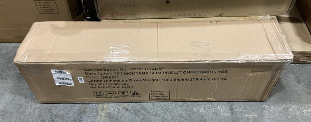 Lot 253  
            Chesterfield SR36 - Collection or Optional Delivery Available 

                
7FT MONTANA SLIM PRE LIT CHRISTMAS TREE IN GREEN - ORIGINAL RRP £ (LOCATION: SR36...