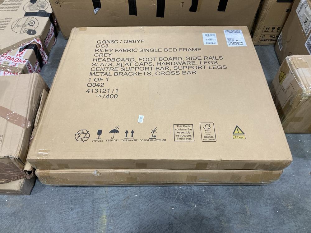 Lot 257  
            Chesterfield SR36 - Collection or Optional Delivery Available 

                
3 X ASSORTED ITEMS TO INCLUDE RILEY FABRIC SINGLE BED FRAME IN GREY (LOCATION: SR...